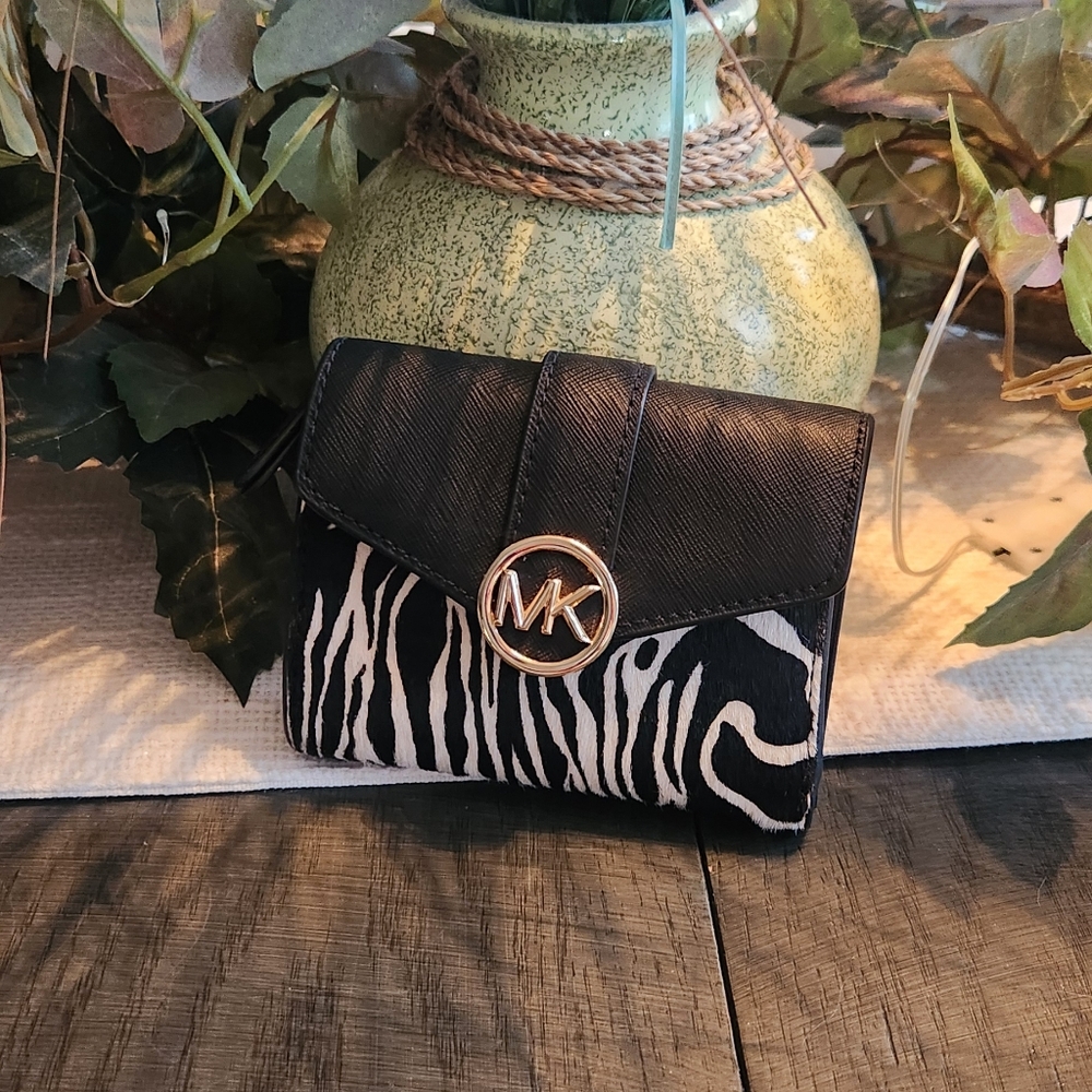 Michael Kors Black and White Zebra Calfhair Wallet - Picture 3 of 5